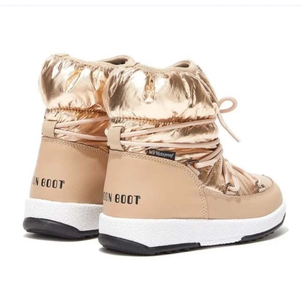Moon Boot Protecht Junior Low Gold‎ Nylon Boot Girl's Size 2.5